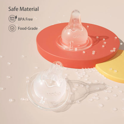 YOHKOH Natural Glass Baby Bottle with Level 1 Slow Flow Nipple, Newborn Anti-Colic Baby Bottles, Wide Neck Mushroom Baby Glass Bottle (Multicolour-A, 3.4oz (Pack of 4))