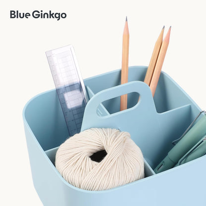 BLUE GINKGO Stackable Organizer Caddy – Korean-Made Portable Tote for Bathroom, Office, Crafts, or School Supplies (Rectangle, Green)