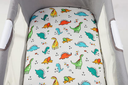 Onacosht Stretchy Bassinet Sheets 33" x 19" Compatible with Mika Micky, KoolaBaby (3 in 1), BabyBond, HARPPA and RICUTON Bedside Bassinet, 3 Pack for Baby Boy and Girl, Pink Floral