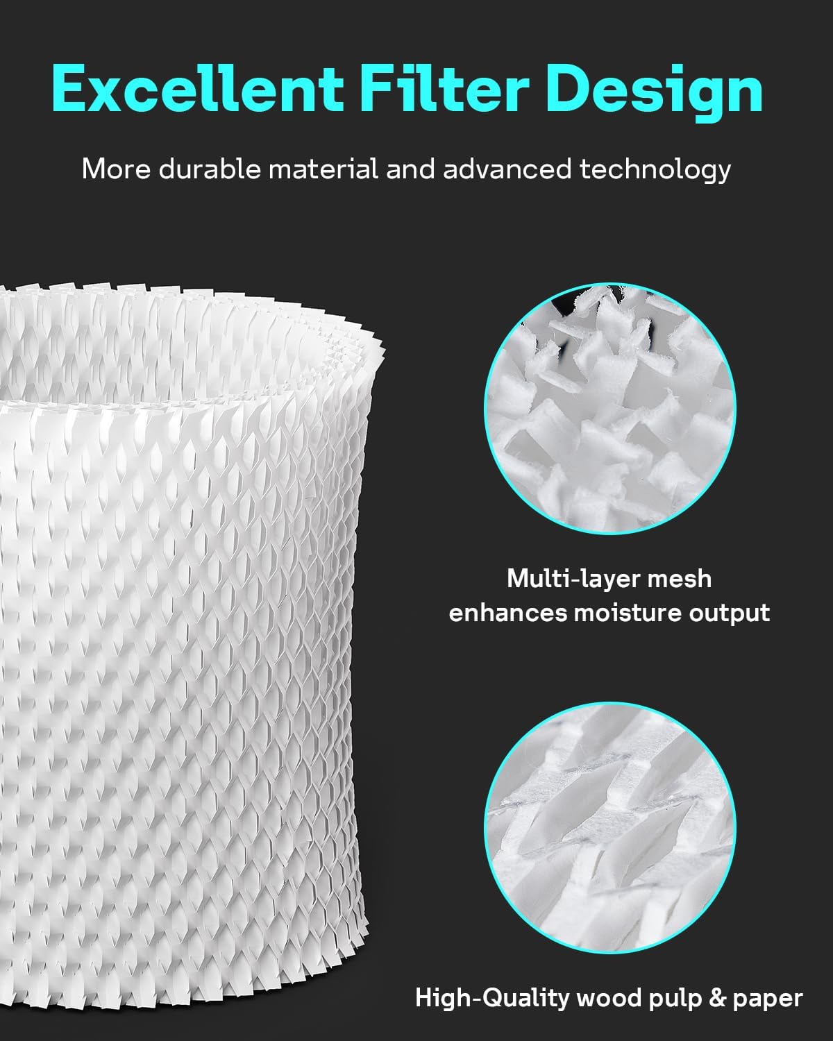 Leemone 4-Pack Bedside Humidifier Filter Replacement Compatible with Canopy Bedside & Nursery Humidifiers, Made with Wood Pulp & Paper Filter, Humidifier Wicking Filter Lasts Up to 6 Weeks