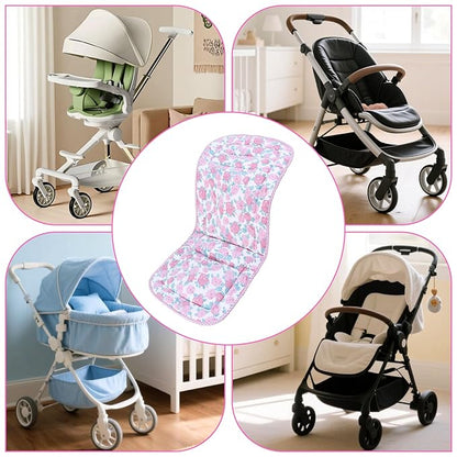 Baby Stroller Cushion,Infant Car Seat Insert-Reversible Universal Breathable and Soft Newborn Stroller Mat,100% Cotton Cover Toddler Seat Pad Liner-34x78cm,1 Pack(Pink Rose+Pink Plaid)