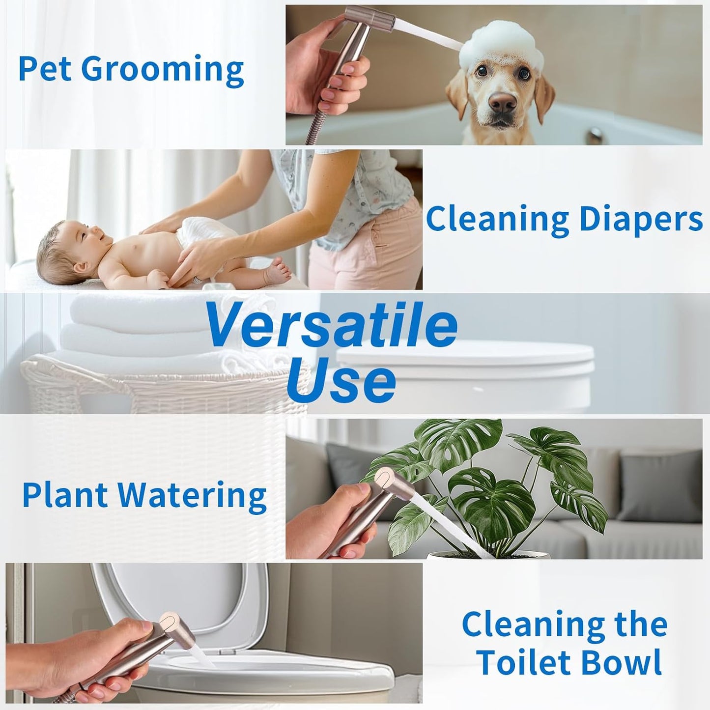 Neween Handheld Toilet Bidet Sprayer for Toilet-Adjustable Water Pressure Control with Bidet Hose for Feminine Wash, Stainless Steel Bidet Faucet Sprayer Kit Cloth Diaper for Baby Wash (Black)