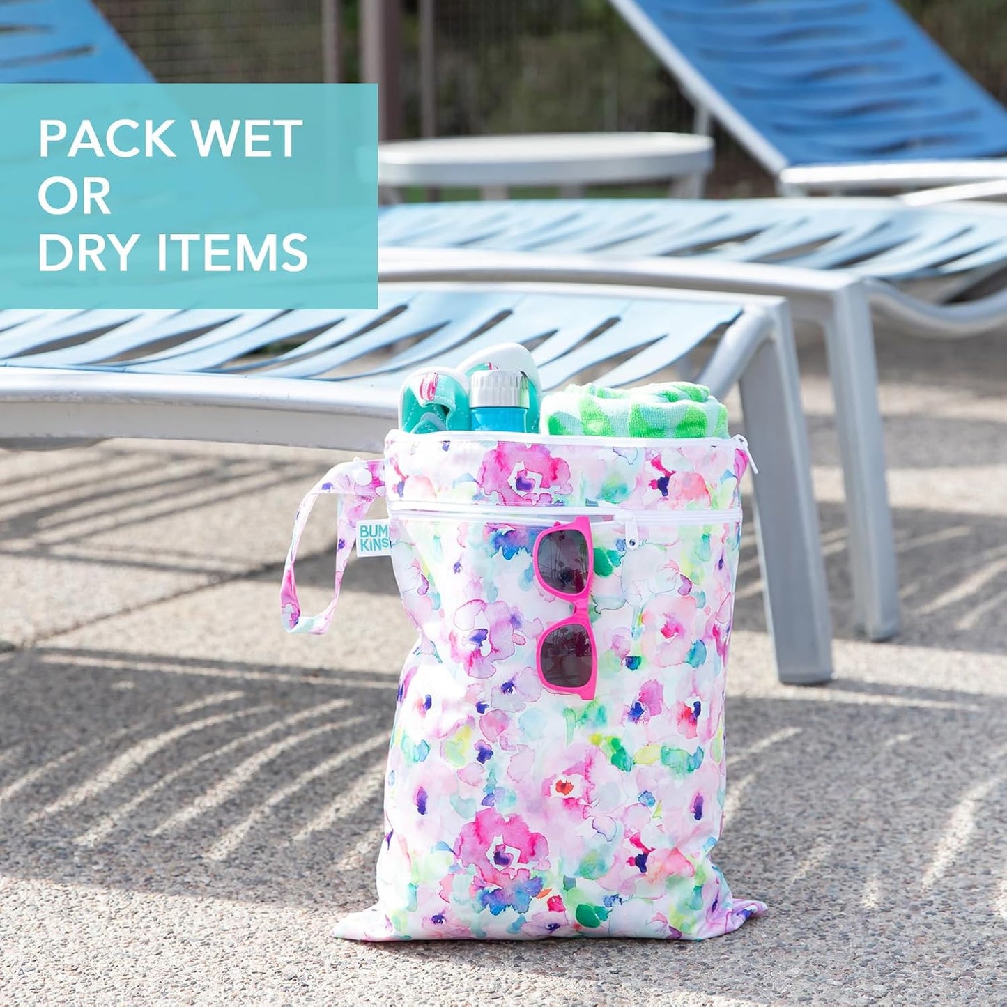Bumkins Disney Waterproof Wet Bag for Baby, Travel, Swim Suit, Cloth Diapers, Pump Parts, Pool, Gym Clothes, Toiletry, Strap to Stroller, Daycare, Zip Reusable Bag, Packing Pouch, Winnie the Pooh