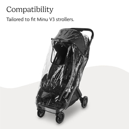 UPPAbaby Minu V3 Rain Shield - Waterproof and Windproof Coverage - Ventilated Design - Quick Attachment - Easy Access to Child