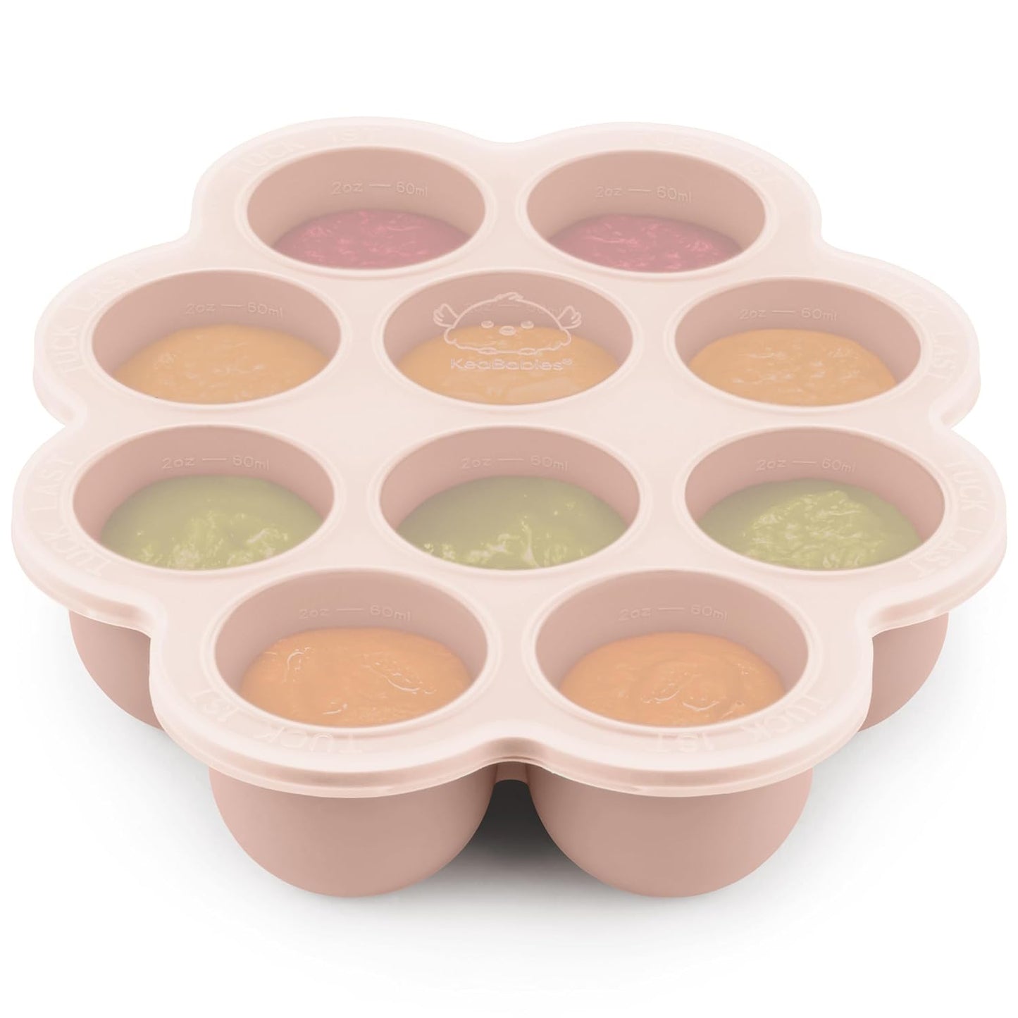 KeaBabies Silicone Food Freezer Trays with Lid, 2oz x 10 Pods Baby Food Storage Containers, Easy Puree Meal Prep, Breast Milk Silicone Freezer Molds, Dishwasher, Microwave Safe, BPA-Free (Chai Latte)