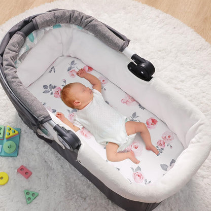PHF 3 Pack Soft Mini Crib Sheets, Floral & Animal Pack N Play Sheets for Baby Boys Girls, No Slip Universal Fit for Pack N Play, Playard, Portable and Mini Crib Mattresses,Floral & Animal