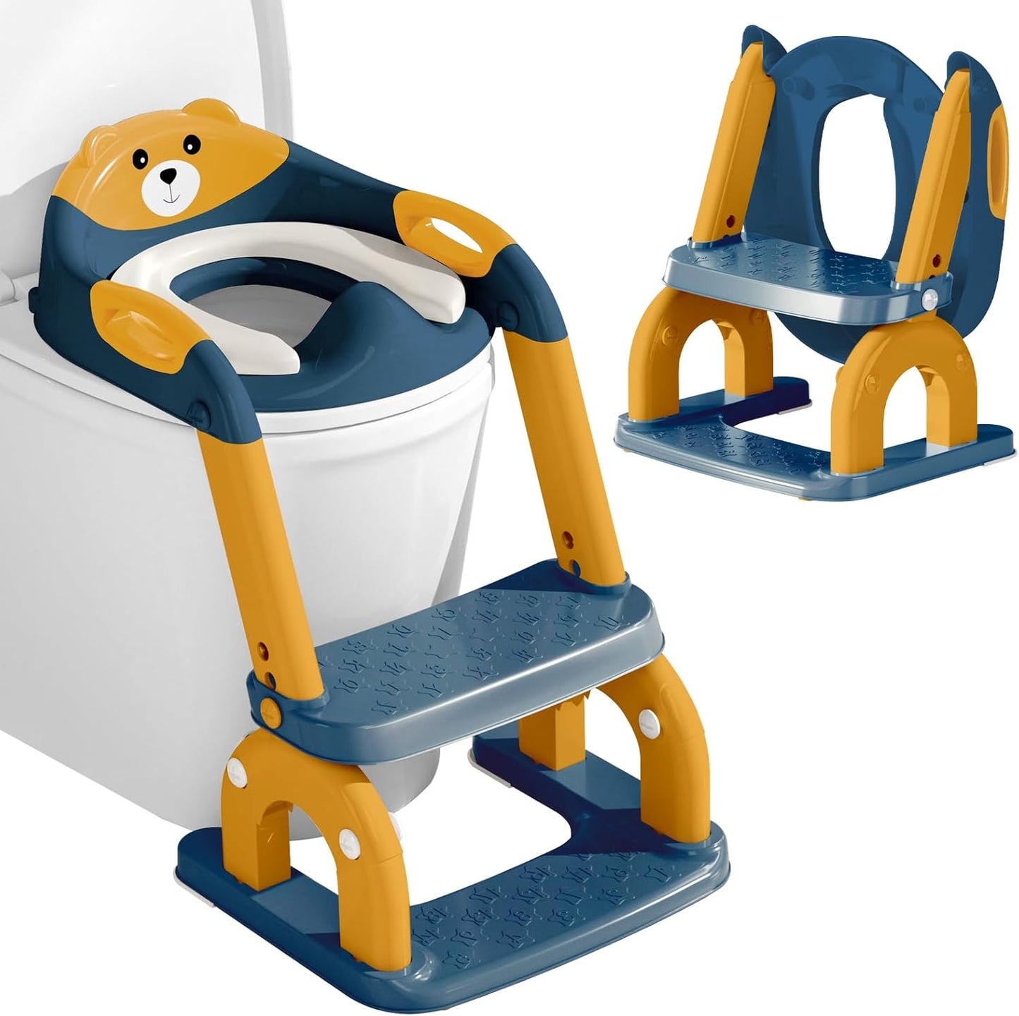 DEEKI Potty Training Seat Upgrade 2 in 1 Toddler Training Toilet Chair Potty Seat with Step Stool Ladder for Baby Kids Boys Girls(Grey)