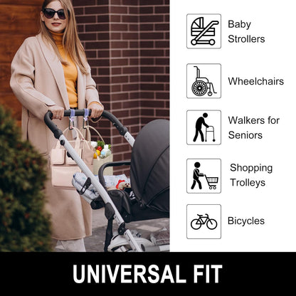 Baby Stroller Hooks for Hanging Bags, Universal Stroller Clips Accessories, Mommy Hook for Diaper Bag, Shopping Cart, Purse, Backpack - 2 Pack, Abstract Leaf