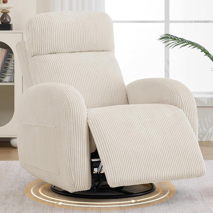 Nursery Glider Recliner, Power Swivel Rocking Recliner with USB & Type-C Port, Swivel Nursering Reclining Rocker with Double Pockets for Living Room, Camel Chenille