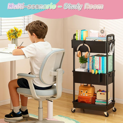 SUNALLY Baby Diaper Caddy Cart, 3 Tier Rolling Diaper Cart with Lockable Wheels for Nursery Essentials, Large Capacity & Easy Assemble Diaper Storage Organizer for Newborn,New Mom, White