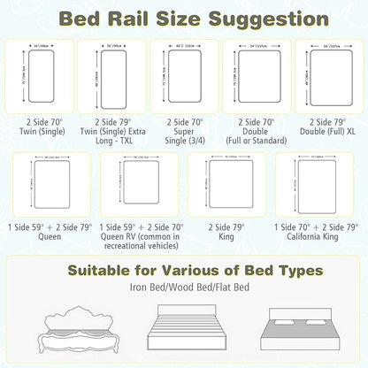 BABY JOY Bed Rail for Toddlers, 57’’ Extra Long, Height Adjustable, Foldable Baby Bed Rail Guard w/Storage Pocket & Double Safety Child Lock for Kids Twin Full Size Queen King Mattress (Gray, 57'')
