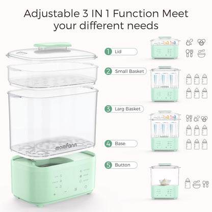 Bottle Sterilizer and Dryer, All-in-One Electric Steam Sterilizer Bottle Sanitizer for Baby Bottles, Pump Parts Accessories Newborn Essential (Blue)