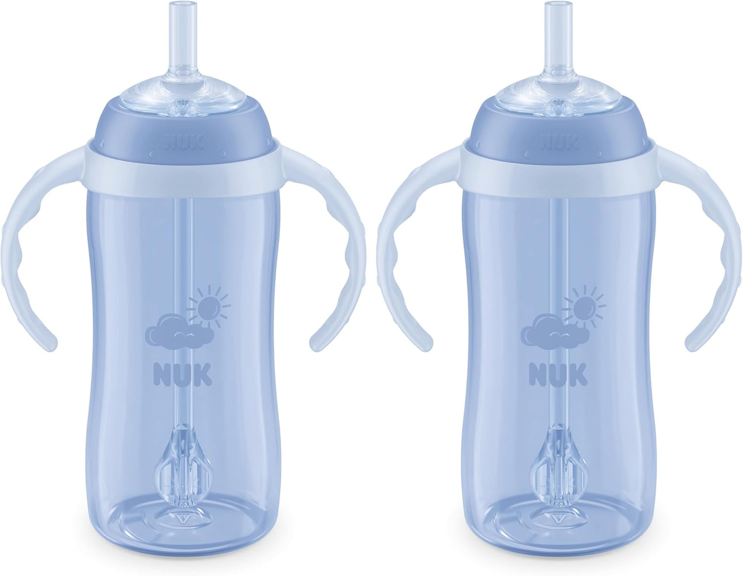 NUK Learner Straw Cup, 10oz, 2-Pack - Toddler Sippy Cup with Soft Straw for Easy Drinking, Suitable for Ages 8 Months and Up, Timeless Collection