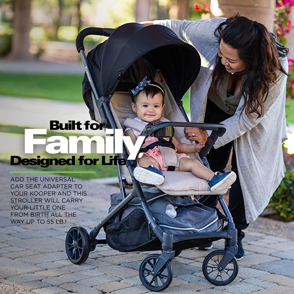 Joovy Kooper X2 Double Stroller, Lightweight Travel Stroller, Compact Fold with Tray, Black