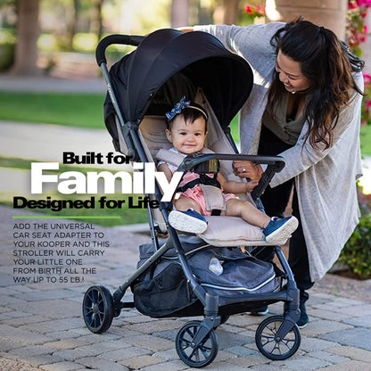 Joovy Kooper X2 Double Stroller, Lightweight Travel Stroller, Compact Fold with Tray, Black
