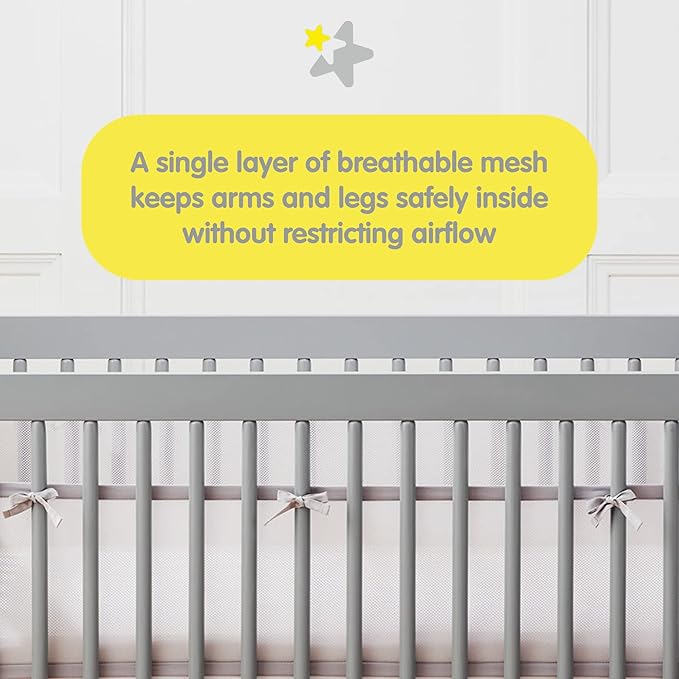 BreathableBaby Breathable Mesh Liner for Full-Size Cribs, Classic 3mm Mesh, Navy (Size 4FS Covers 3 or 4 Sides)