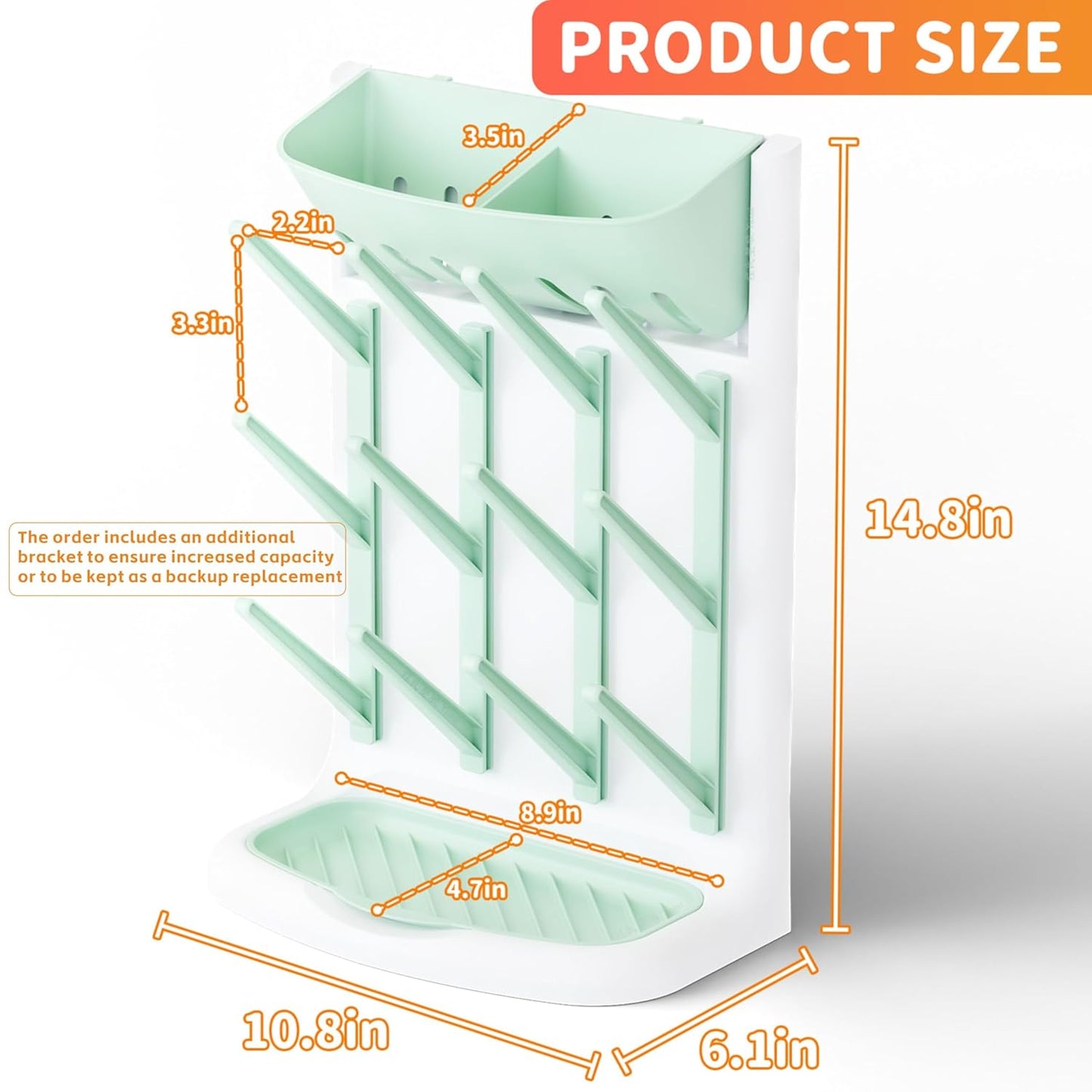 Yieach Larger Vertical Baby Bottle Drying Rack - BPA Free - Space Saving Feeding Bottles Drying Rack Holder for Countertop,Baby Bottle Holder Storage Station for Pacifiers,Pump Accessories Stand,Grey
