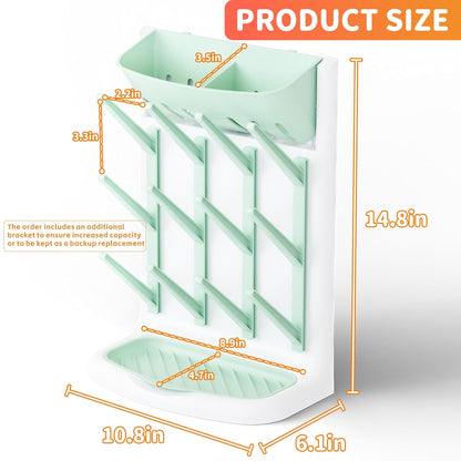 Yieach Larger Vertical Baby Bottle Drying Rack - BPA Free - Space Saving Feeding Bottles Drying Rack Holder for Countertop,Baby Bottle Holder Storage Station for Pacifiers,Pump Accessories Stand,Grey