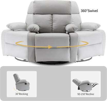hzlagm Swivel Rocker Recliner, Rocking Chair Nursery, Small Rocker Recliners for Small Spaces, Living Room, Bedroom, Nursery, RV, Light Grey