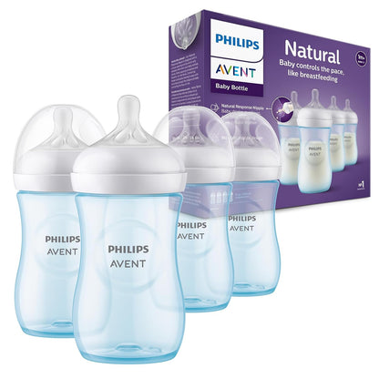 Philips Avent Natural Baby Bottles with Natural Response Nipples (Slow Flow, Flow 2), 4oz, 4-Pack, SCY900/04