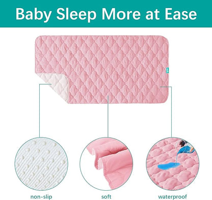 Waterproof Crib Mattress Protector Pad 28" x 52",Non-Slip & Absorbent Mattress Pad for Baby Standard Crib/Bed, Quilted Machine Washable Pink