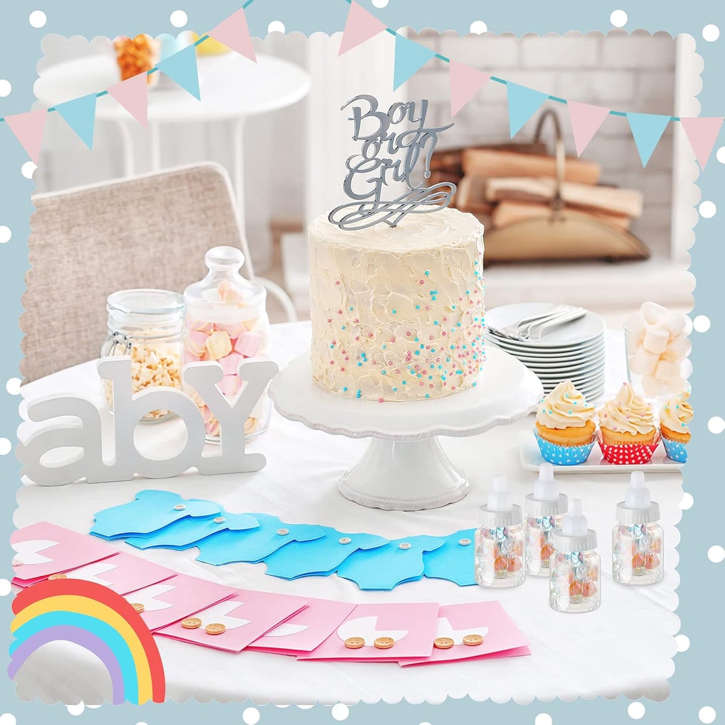 36 Pcs 3.5 Inch Baby Bottle Shower Favor Mini Plastic Candy Bottle Clear Bottles for Baby Shower Mini Feeding Candy Box for Party Favor Gift Decor(Blue)