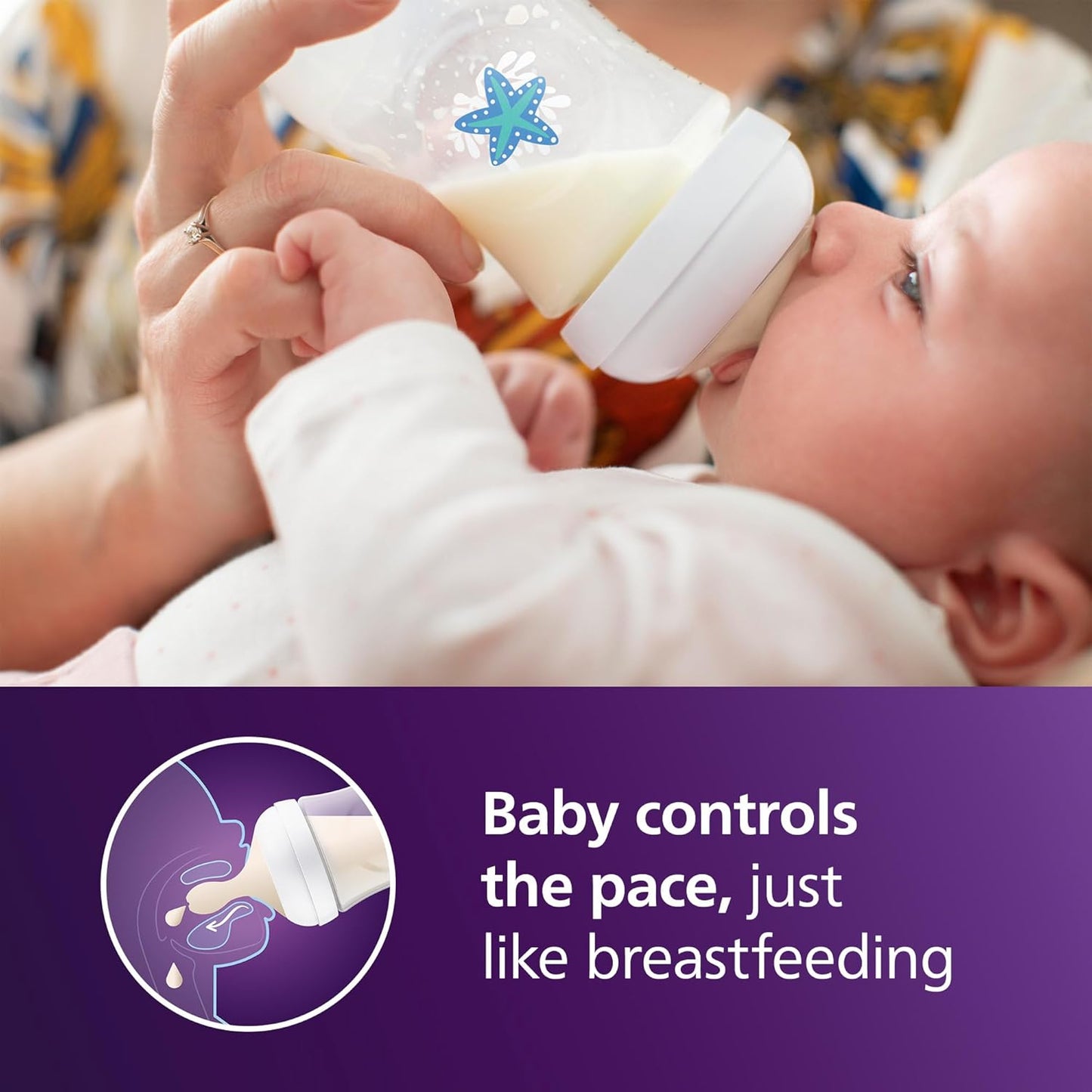 Philips Avent Natural Baby Bottles with Natural Response Nipples (Medium Flow, Flow 3), 9oz, 4-Pack, SCY903/04