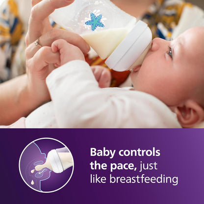 Philips Avent Natural Baby Bottles with Natural Response Nipples (Medium Flow, Flow 3), 9oz, 4-Pack, SCY903/04