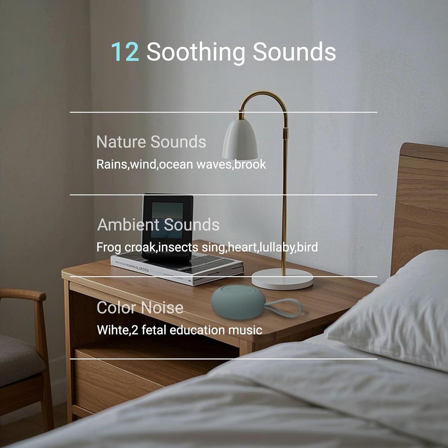 Jaroco Portable Baby Sound Machine [White Noise for Babies Kids Adults][Sleep Soother][12 Soothing Sounds] 15 Hours Battery Life, Registry Gift,Shower,Clips on Baby Stroller Rose