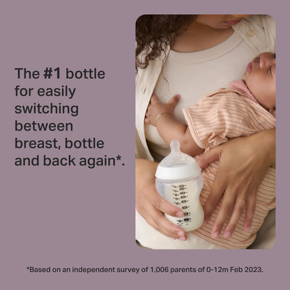 Tommee Tippee Natural Start Anti-Colic 9 oz BPA Free Baby Bottles, 0+ Months, Slow Flow Breast-Like Nipple, Self Sterilizing, Designed for Seamless Transition Between Bottle & Breast, Clear, Pack of 2