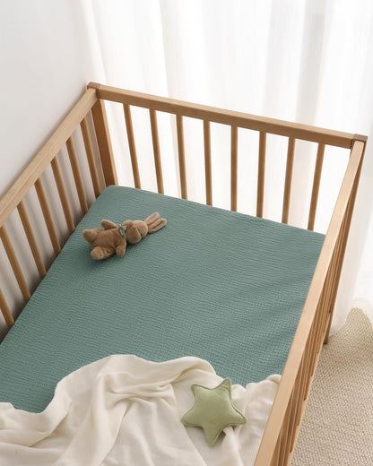 Blissful Diary Muslin Bassinet Sheets for Baby Girls Boys, Boho Soft Cotton Fitted for Oval Hourglass Rectangle Mattress, 2 Pack(Sunshine&Brown)