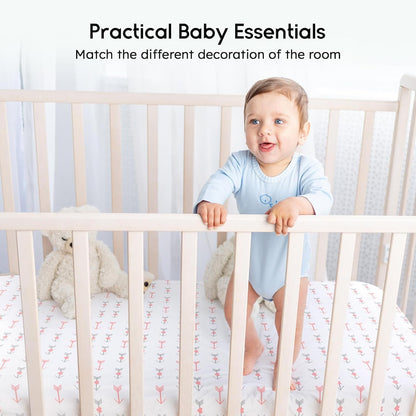 Yoofoss Pack and Play Sheets Fitted, Mini Crib Sheets 2-Pack for Pack N Play Mattress, Stretchy Playard Sheet, Soft and Breathable Green+Giraff