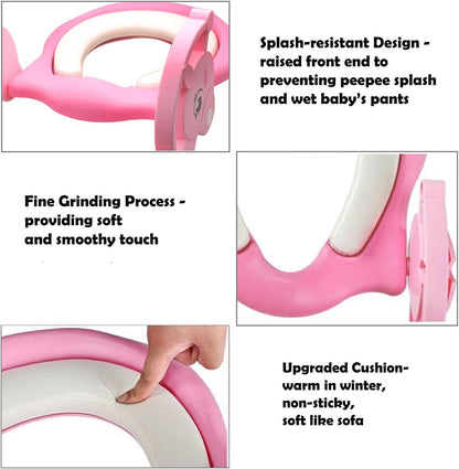 HTTMT- Giraffe Potty Training Toilet Ladder Seat With Upgraded Cushion Step Stool Ladder Toilet Chair/Toilet Trainer for Baby Toddler Kids Children In Pink [P/N: ET-BABY001-PINK STEP]