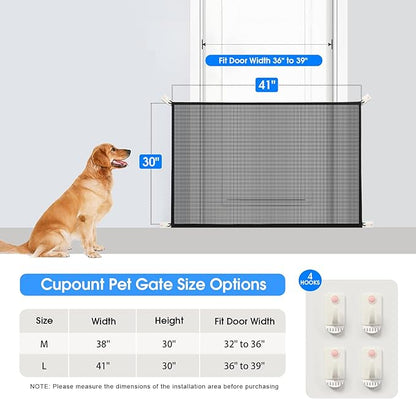 Cupount Baby Gate for Stairs - Dog Gate Indoor Mesh Pet Gates for Doorways (Black, 30" H x 41" W)