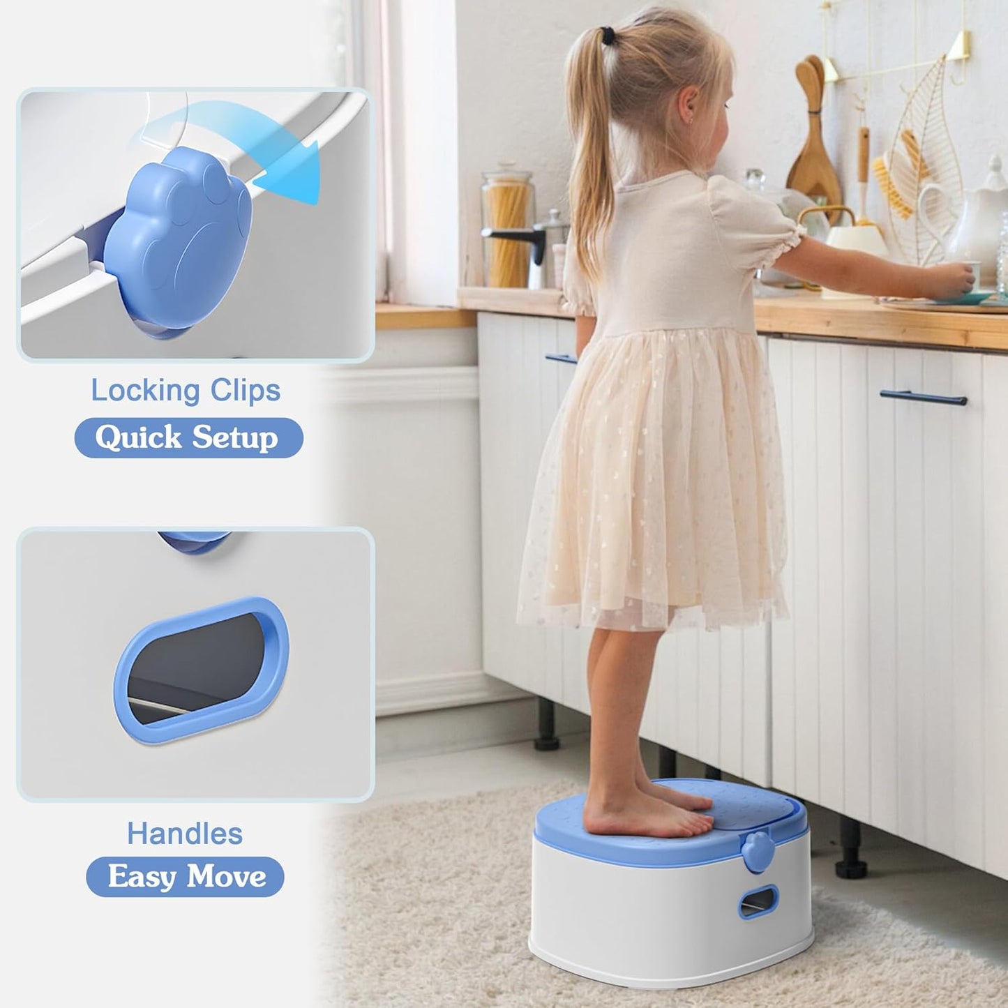 3-in-1 Potty Training Toilet, Portable Potty, Potty Training Seat and Toddler Step Stool, Easy Setup and Clean, Anti-Slip Toddler Potty Trainer for Boy Girl,Grey