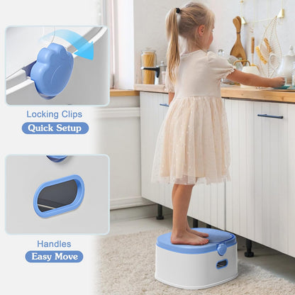 3-in-1 Potty Training Toilet, Portable Potty, Potty Training Seat and Toddler Step Stool, Easy Setup and Clean, Anti-Slip Toddler Potty Trainer for Boy Girl,Grey
