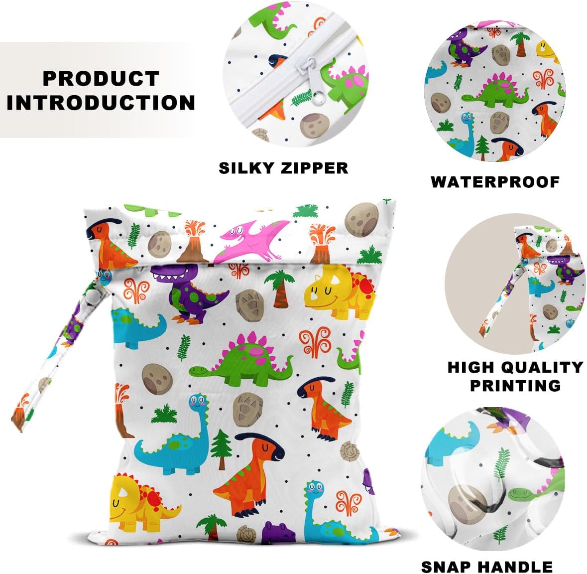 Unicorn Wet Dry Bag 12x10 Inch, Waterproof Reusable Wet Bag with Two Zippered Pockets & Handle for Swimsuit Travel Beach Pool Gym Stroller Dirty Yoga Gym Clothes Toiletries Daycare Organizer