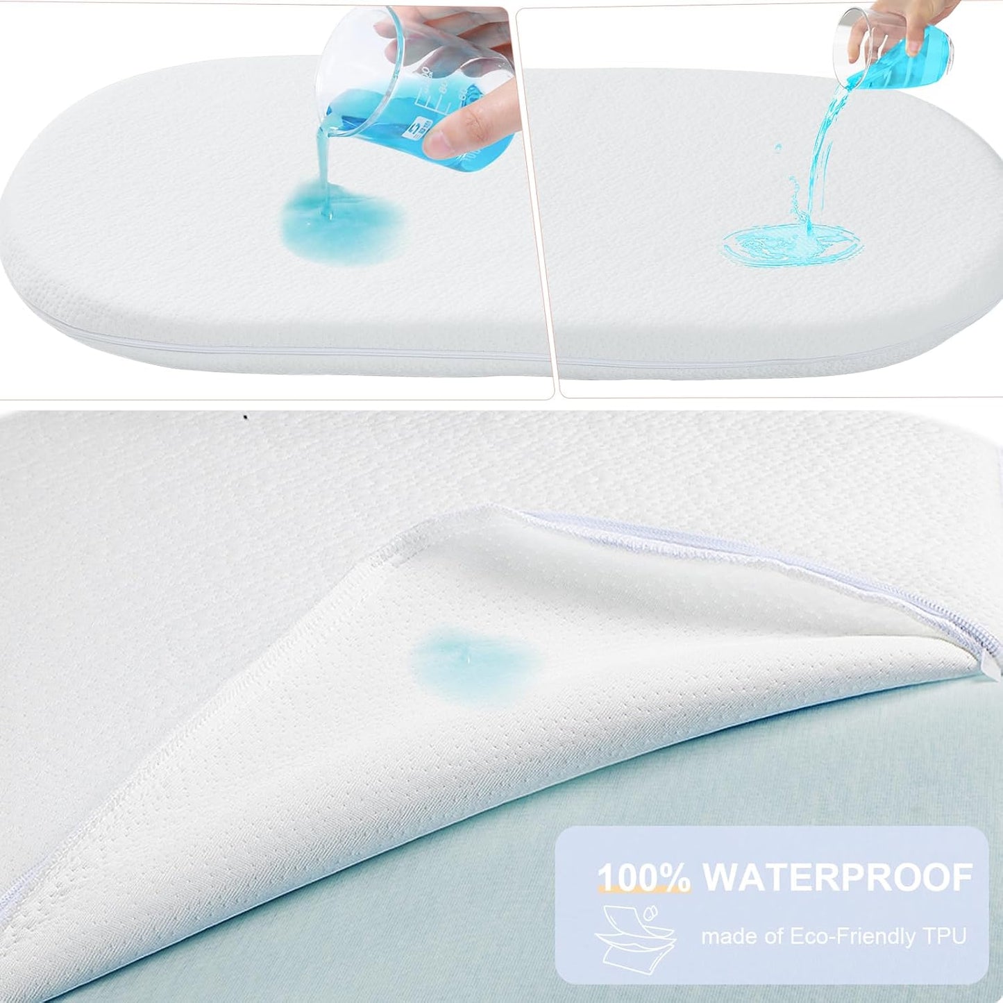 NeoBorn Baby Bassinet Mattress Pad, 30" x 18" Dual Sided Comfort Gel Memory Foam Mattress with Removable Soft Tencel Cover Fit for Halo Bassinest Swivel/Flex/Glide/Premiere/Luxe Series Sleeper