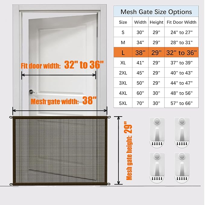 Cupount Baby Gate for Stairs - Dog Gate Indoor Mesh Pet Gates for Doorways (Brown, 30" H x 38" W)