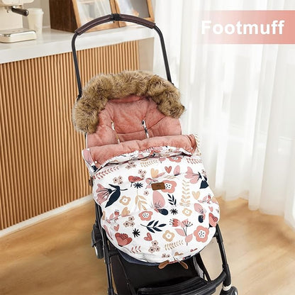 HOUSBAY Baby Stroller Bunting Bags Stroller Footmuff Universal Sleeping Bag Winter Outdoor Hooded Bunting Bag Windproof and Water-Resistant Suitable Below 5 ℃