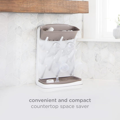 Ubbi Vertical Baby Bottle Drying Rack, Space Saving Countertop Drying Rack Baby Organizer, Gray