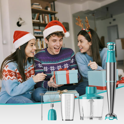 Turelar Immersion Blender Handheld Corded Hand Blenders Set 1100W, Trigger Variable Speed 5 in 1 Stick Emulsifier with Chopper, Whisk and Frother for Soup, Baby Food and Smoothies, Orange