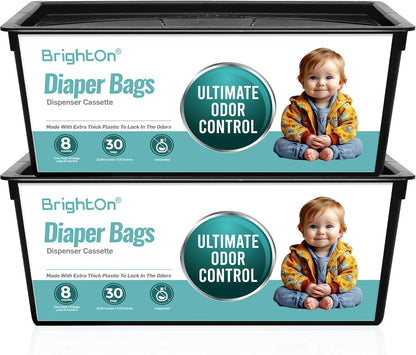 BrightOn® Diaper Pail Refill Bags, 30 Bags Per Refill, Compatible with Genie Easy Roll Signature Diaper Pails, Holds Up to 2820 Newborn Diapers, Real 7 Layer Odor Barrier, Unscented, 2PACK (60 Bags)
