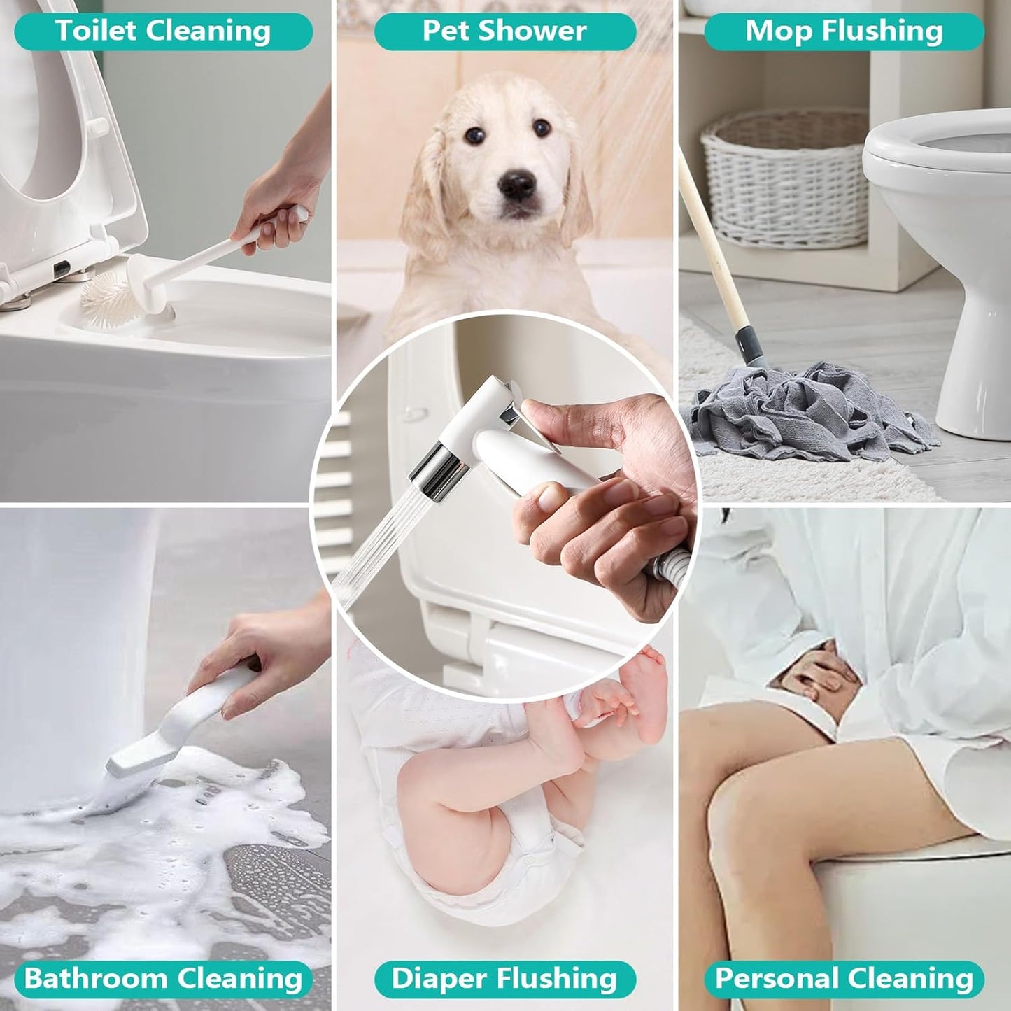 BARROCK Handheld Bidet Sprayer for Toilet, Stainless Steel Metal Made Baby Cloth Diaper Spraying Kit, Bathroom Toilet Bidet Attachment Set for Bathing Pets and Feminine Hygiene, Matte Black