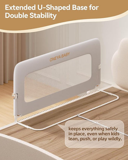 Baby Bed Rail Guard, 48in Thickened Toddler Bed Rail for Toddlers, Extral Tall Swing Down Child Safety Side Railing Guards with Reinforced Anchor for Twin, Full, Queen, King Bunk Size Bed, Grey, 27”H