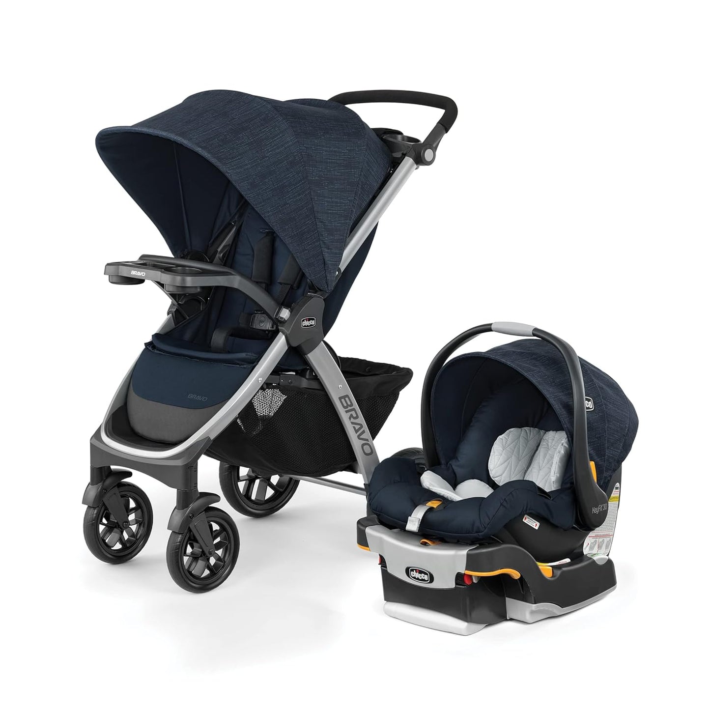 Chicco Bravo LE ClearTex Full-Size Stroller for Babies and Toddlers, UPF-Rated Canopy, GREENGUARD Gold Certified, Lightweight, One-Hand Compact Fold, Pewter/Grey