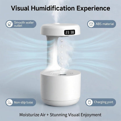 Humidifiers for Bedroom, 800ml Cool Mist Air Humidifier, Anti-Gravity Digital Humidifier with LED Display, Quiet Knob Control for Bedroom, Plants, Nursery, Office - White