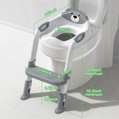 Potty Training Seat, SKYROKU Upgrade Toddler Toilet Seat for Kids Boys Girls, 2 in 1 Potty Training Toilet, Splash Guard Anti-Slip Pad Step Stool,New Sector-Shape Stabilized Base (8899+Grey)