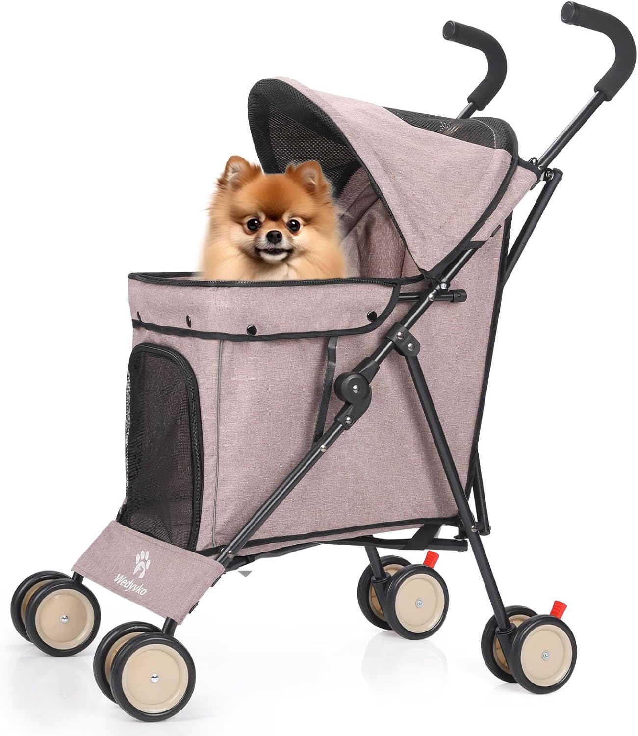 Wedyvko Travel Portable Dog Stroller, Pet Stroller for Small Puppy Dogs & Cats, Up to 33 lbs, Black