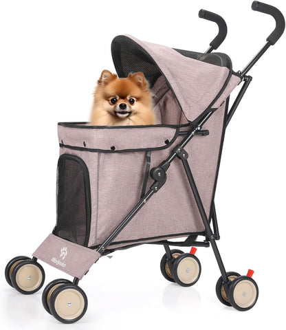 Wedyvko Travel Portable Dog Stroller, Pet Stroller for Small Puppy Dogs & Cats, Up to 33 lbs, Black